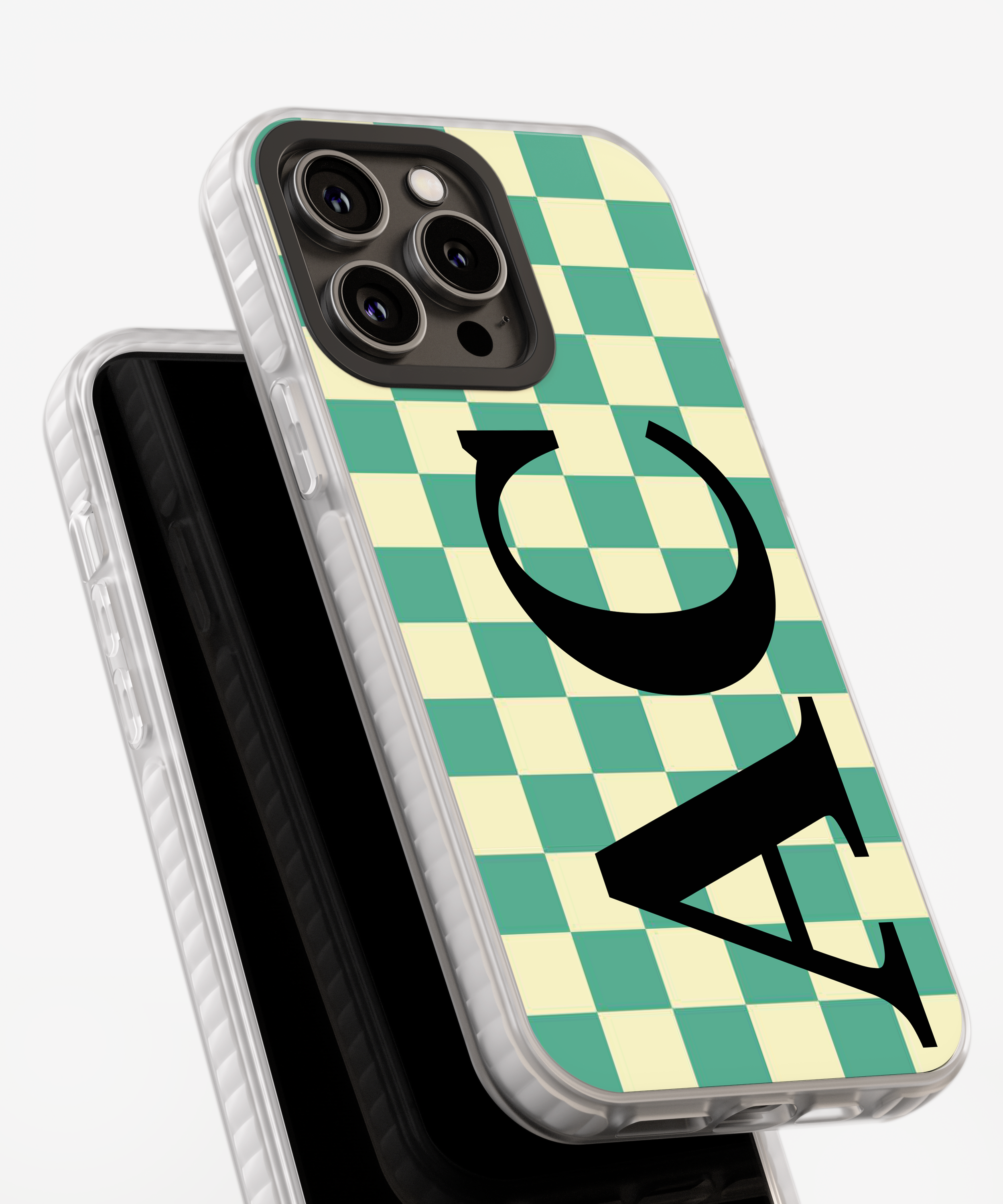 Green Checkered Personalised iPhone Case