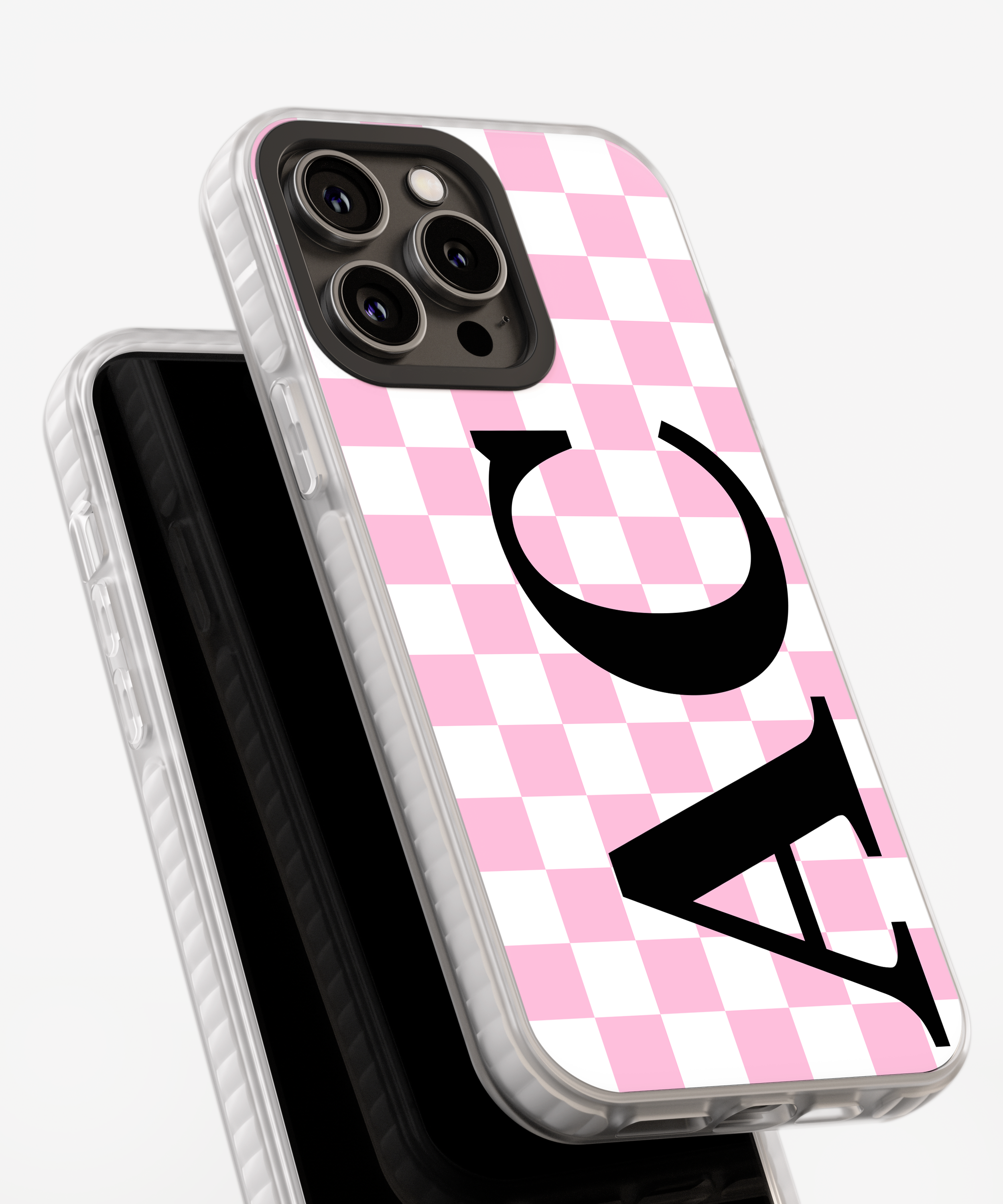 Pink Checkered Personalised iPhone Case