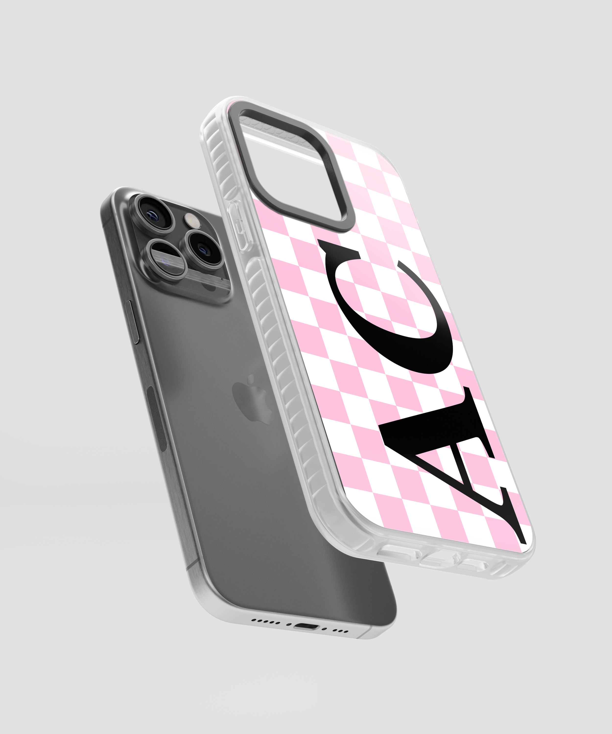 Pink Checkered Personalised iPhone Case