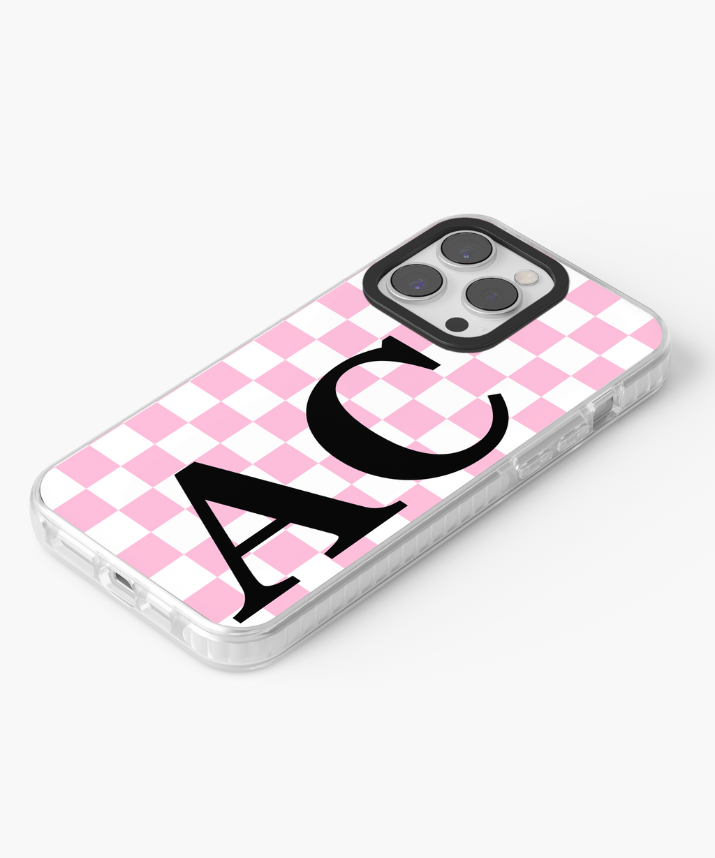 Pink Checkered Personalised iPhone Case