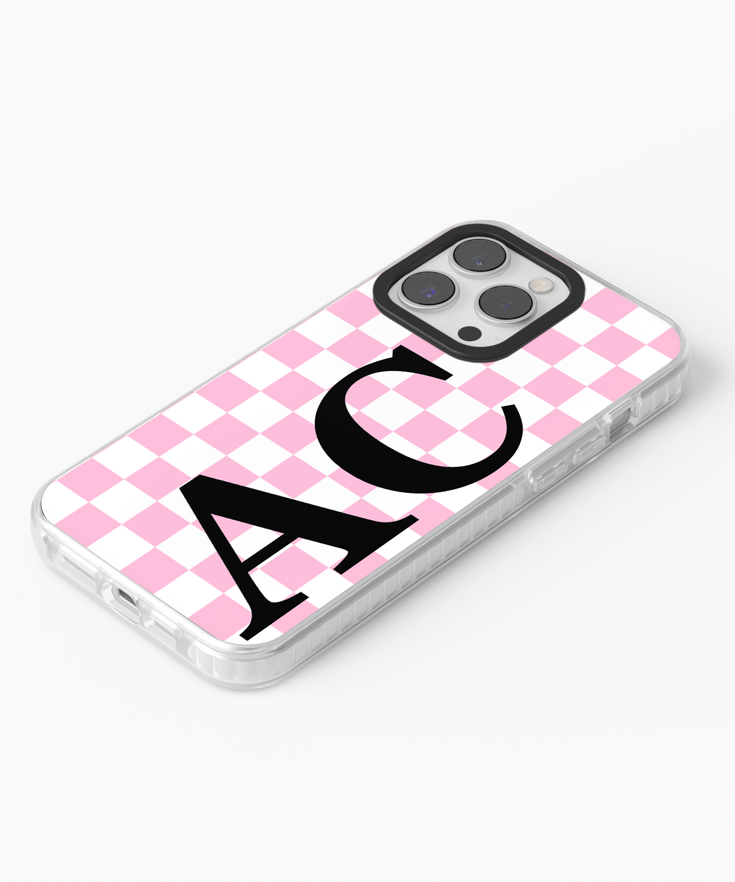 Pink Checkered Personalised iPhone Case