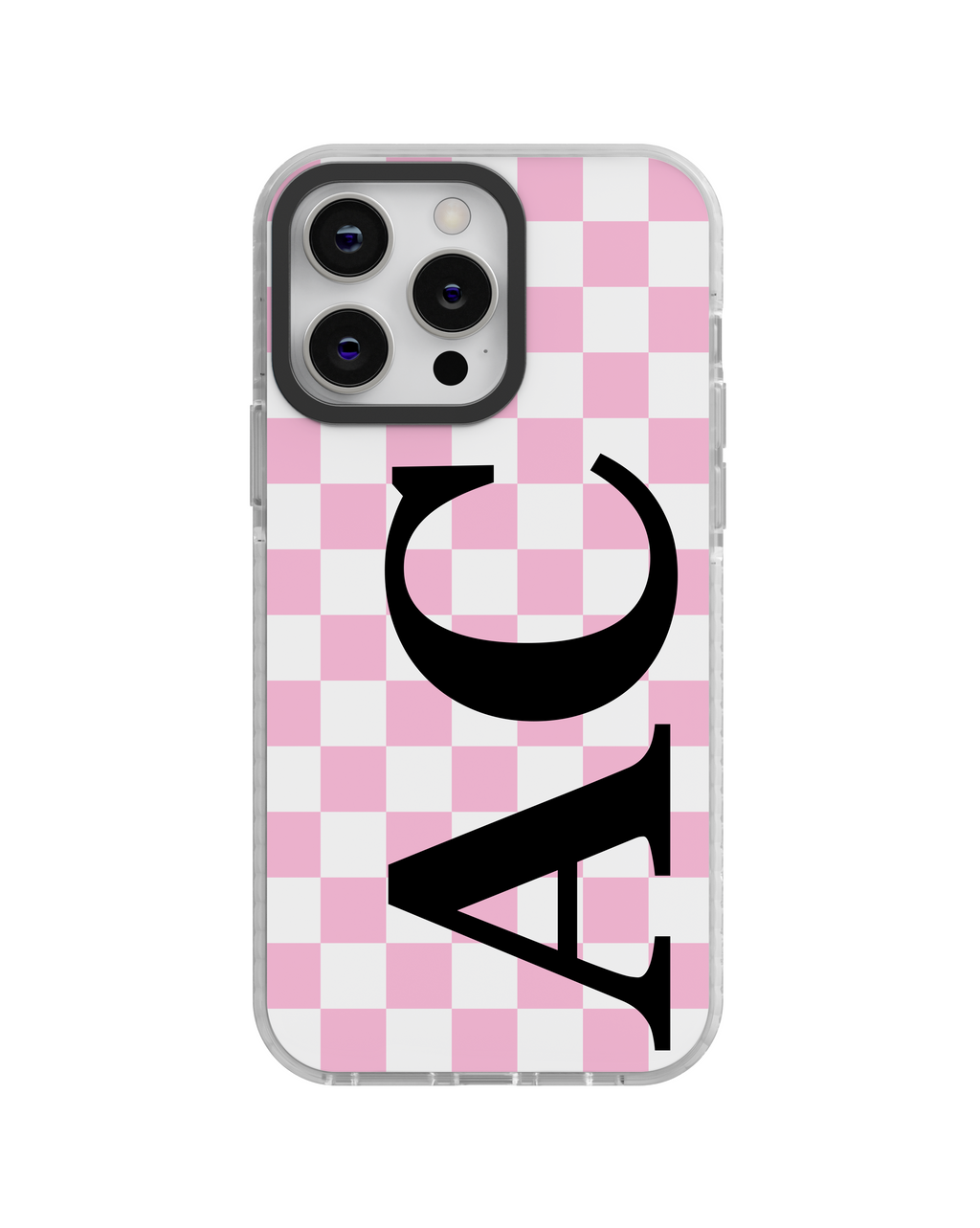 Pink Checkered Personalised iPhone Case
