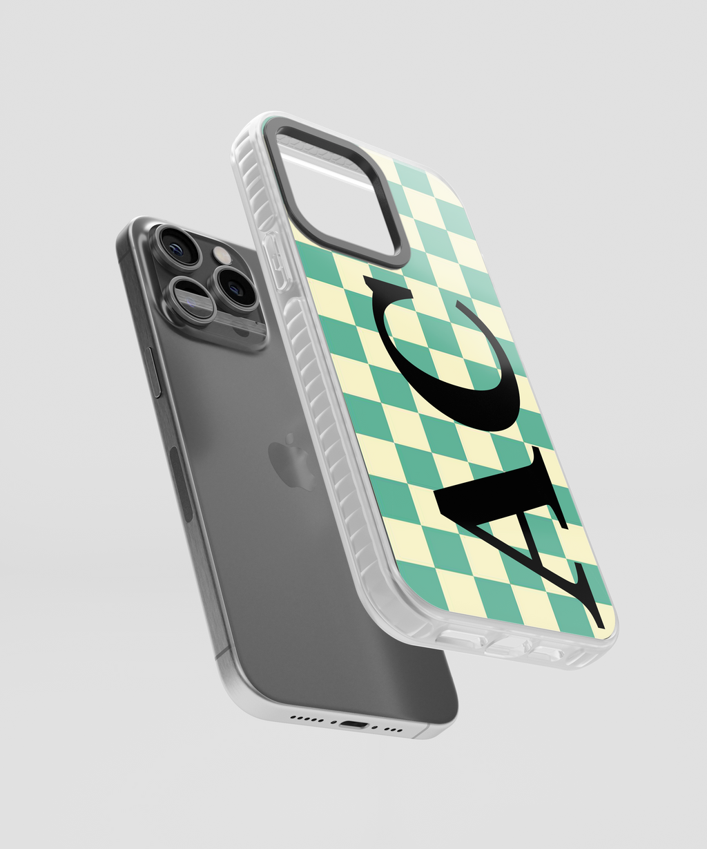 Green Checkered Personalised iPhone Case