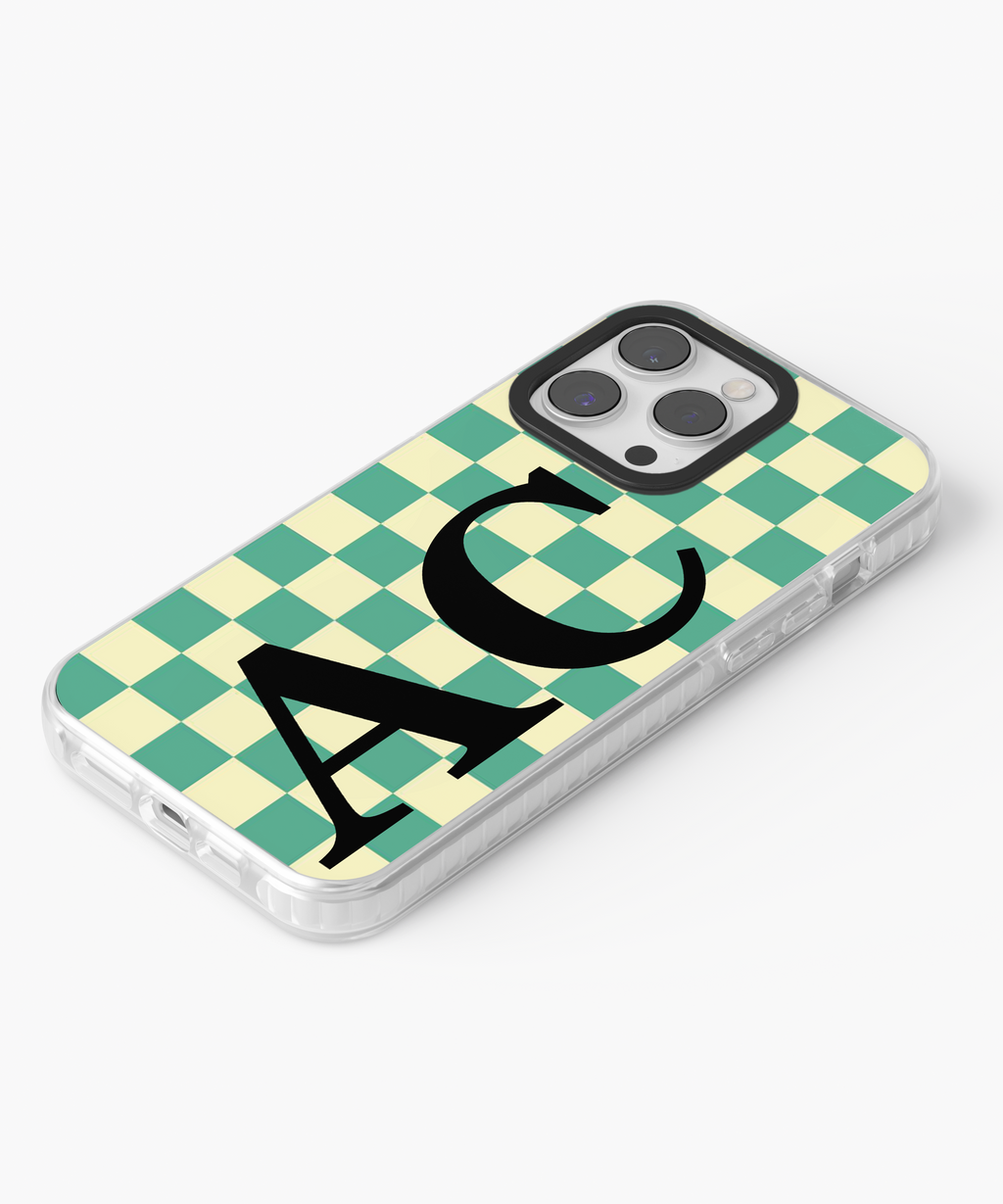 Green Checkered Personalised iPhone Case