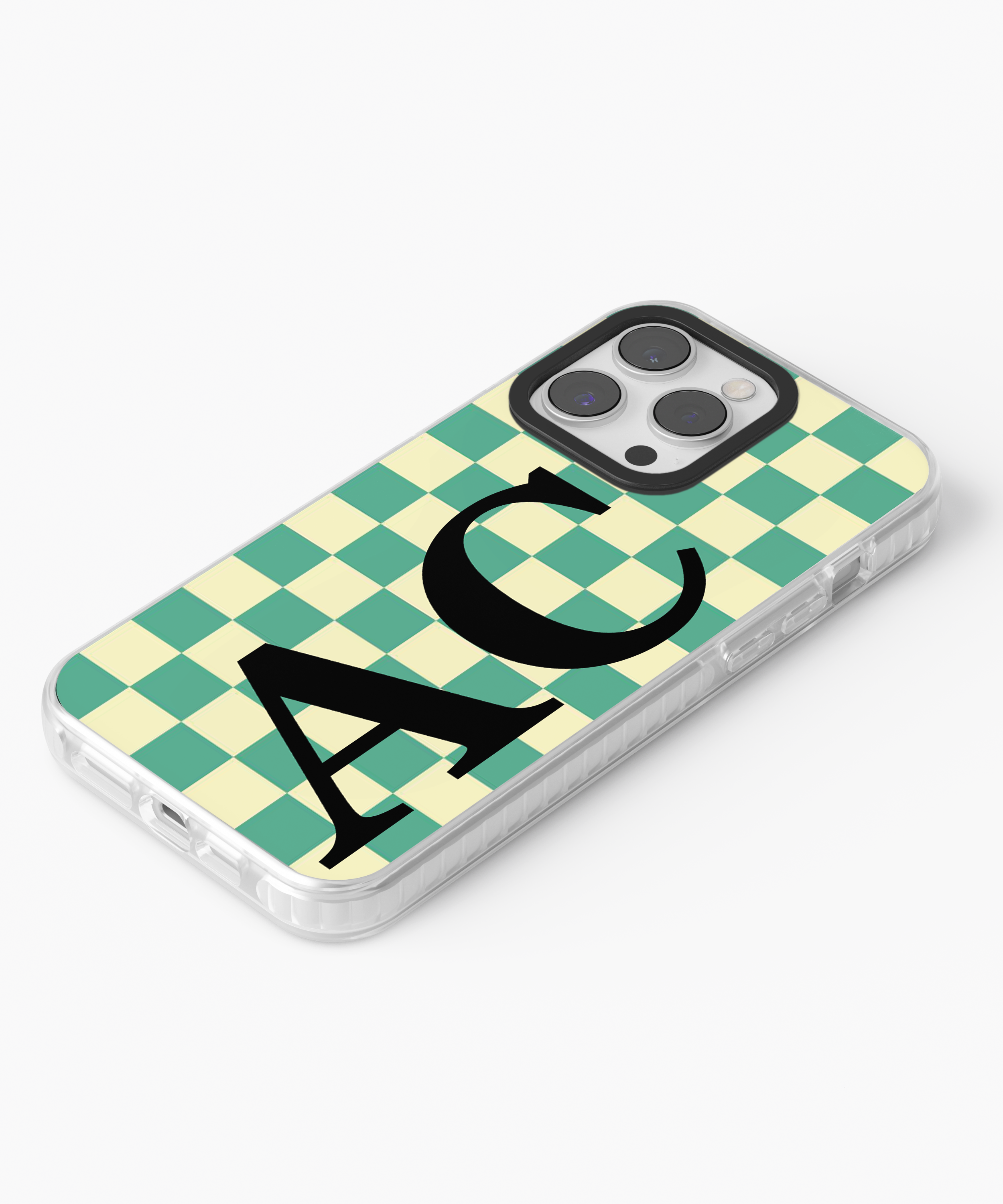 Green Checkered Personalised iPhone Case